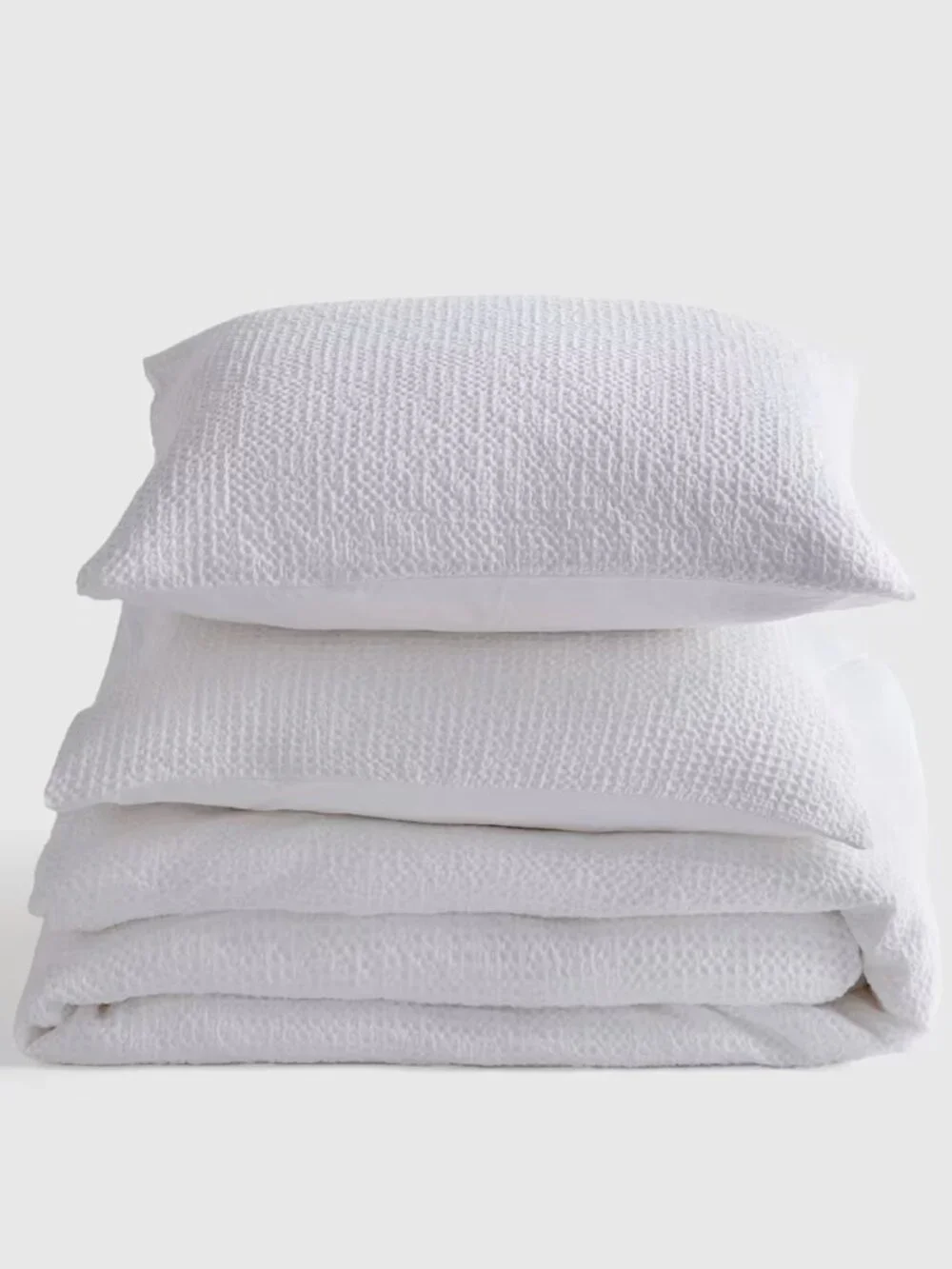 QUINCE Organic Luxe Honeycomb Duvet Cover Set QUEEN in WHITE NWOT